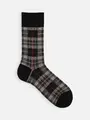 【Tabio MEN】WOOLタータンチェックレギュラー丈ソックス ベージュモク
