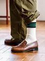 【Tabio MEN】サンドイッチラインリブベタレギュラー丈ソックス オフホワイト+グリーン