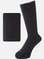 【Tabio MEN】9×2太リブソックス(27.0~29.0cm) クロ+エンジ