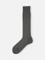 【Tabio MEN】連続シルケットチェックロングホーズ(23.0～25.0cm) グレー