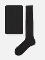 【Tabio MEN】【定番】 9×2リブロングホーズ(27.0~29.0cm) スミクロ
