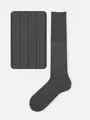 【Tabio MEN】【定番】 9×2リブロングホーズ(27.0~29.0cm) チャコールグレー