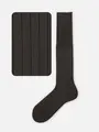 【Tabio MEN】【定番】 9×2リブロングホーズ(27.0~29.0cm) ダークブラウン