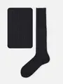【Tabio MEN】【定番】 9×2リブロングホーズ(27.0~29.0cm) クロ+エメラルド(タマムシ)