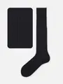 【Tabio MEN】【定番】 9×2リブロングホーズ(27.0~29.0cm) クロ+ダークパープル(タマムシ)