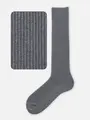 【Tabio MEN】パワーフィットハイソックス(27.0~29.0cm) グレーモク