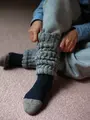 【Tabio MEN】WOOL裏シルクレッグウォーマー グレーモク