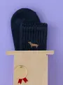 【WEB限定】プチギフト 犬刺繍アメリブショートソックス インディゴ+ダックスフンド