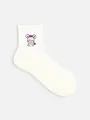 チュッピー刺繍パイル無地ショートソックス シロ×チュッピー