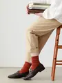 【WEB限定】薄手6×2リブショートソックス テラコッタ