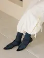 【WEB限定】すっきり細見え1×1リブソックス ニュアンスブルー