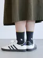 【WEB限定】トップ切替刺繍ソックス / 24.5-26.5cm チャコール+イヌ