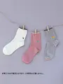 【WEB限定】トップ切替刺繍ソックス 24.5~26.5cm 3足セット Cセット