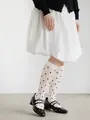 チュールミディアムドットハイソックス オフホワイト+クロ