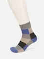 【Tabio MEN】クレイジーブロックショート丈ソックス モクグレー+ブルー