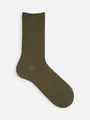 【Tabio MEN】WEB限定/リブ鹿の子ベタクルーソックス オリーブ