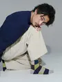 【Tabio MEN】クレイジーブロックレギュラー丈ソックス（窪塚洋介着用商品） サンドベージュ＋ライトグリーン