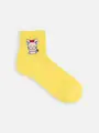 キッズ チュッピー刺繍コットンリブショートソックス 19～21cm イエロー×チュッピー