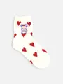 キッズ チュッピー刺繍ハート柄ショートソックス 19~21cm シロ×チュッピー