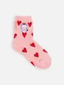 キッズ チュッピー刺繍ハート柄ショートソックス 19~21cm ピンク×チュッピー