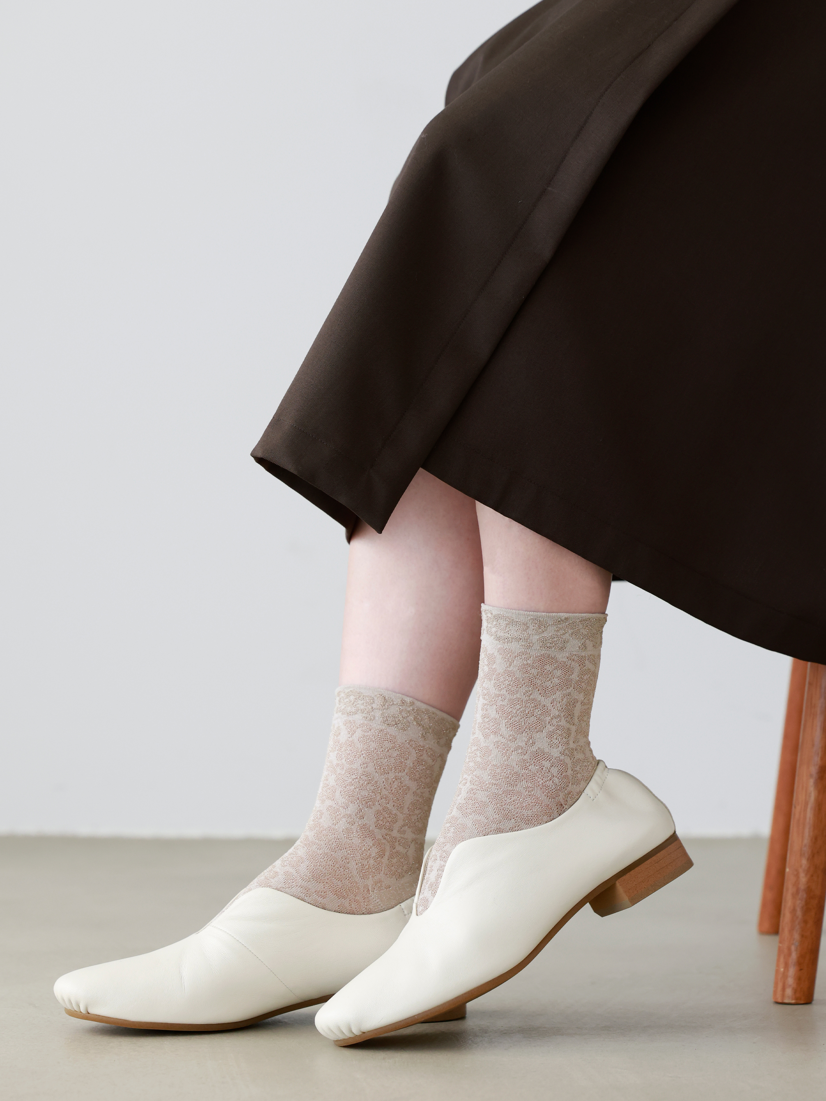 ソフトラメフロートフラワーレースショートソックス ( 011130422