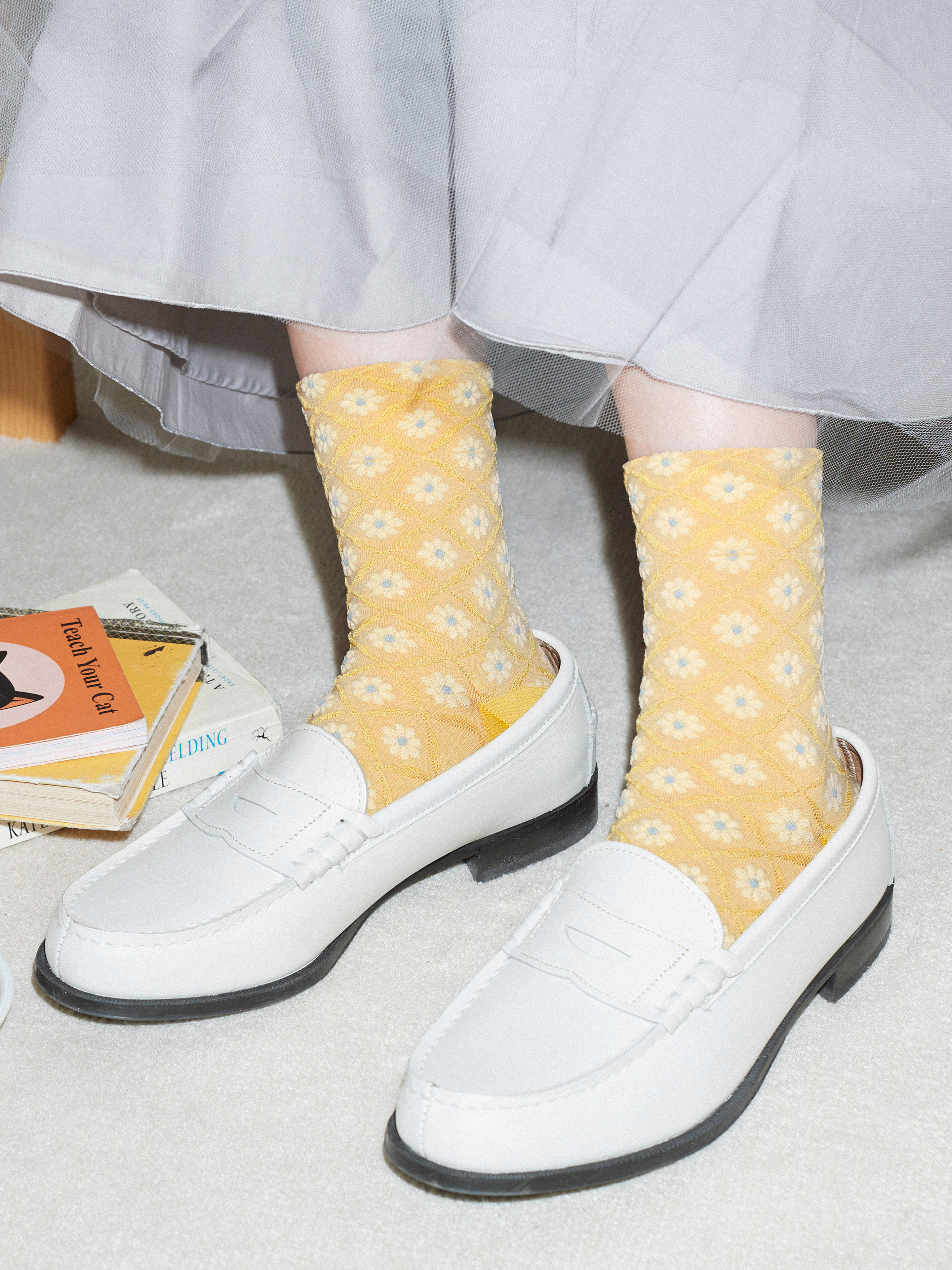 雪月花　月模様の付下げ　シンプル フロートフラワーダイヤショートソックス ( 011132983 ) | 靴下屋公式