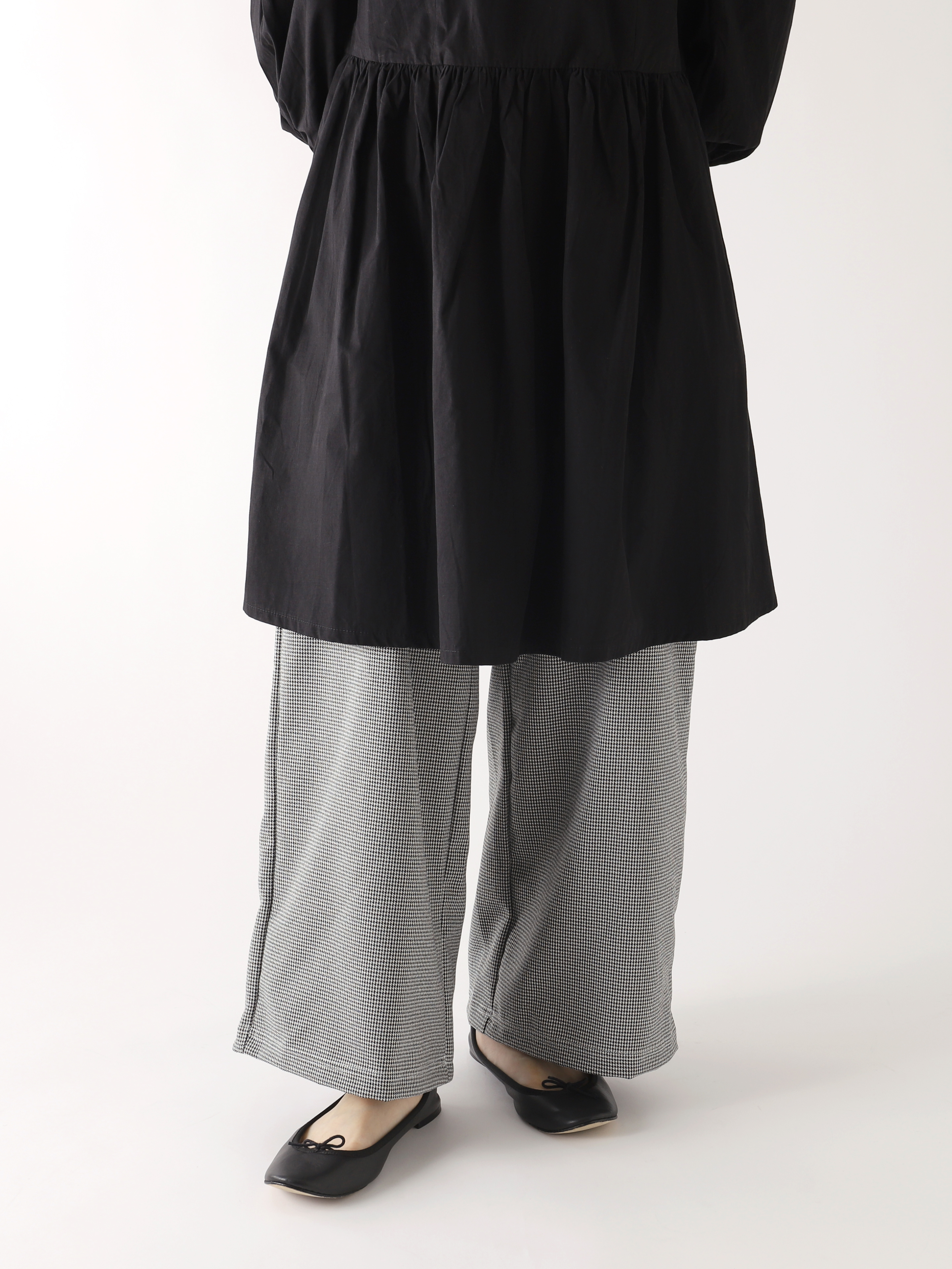 SALE 【WEB限定】縫製千鳥チェックワイドパンツ10分丈 ( 011850147