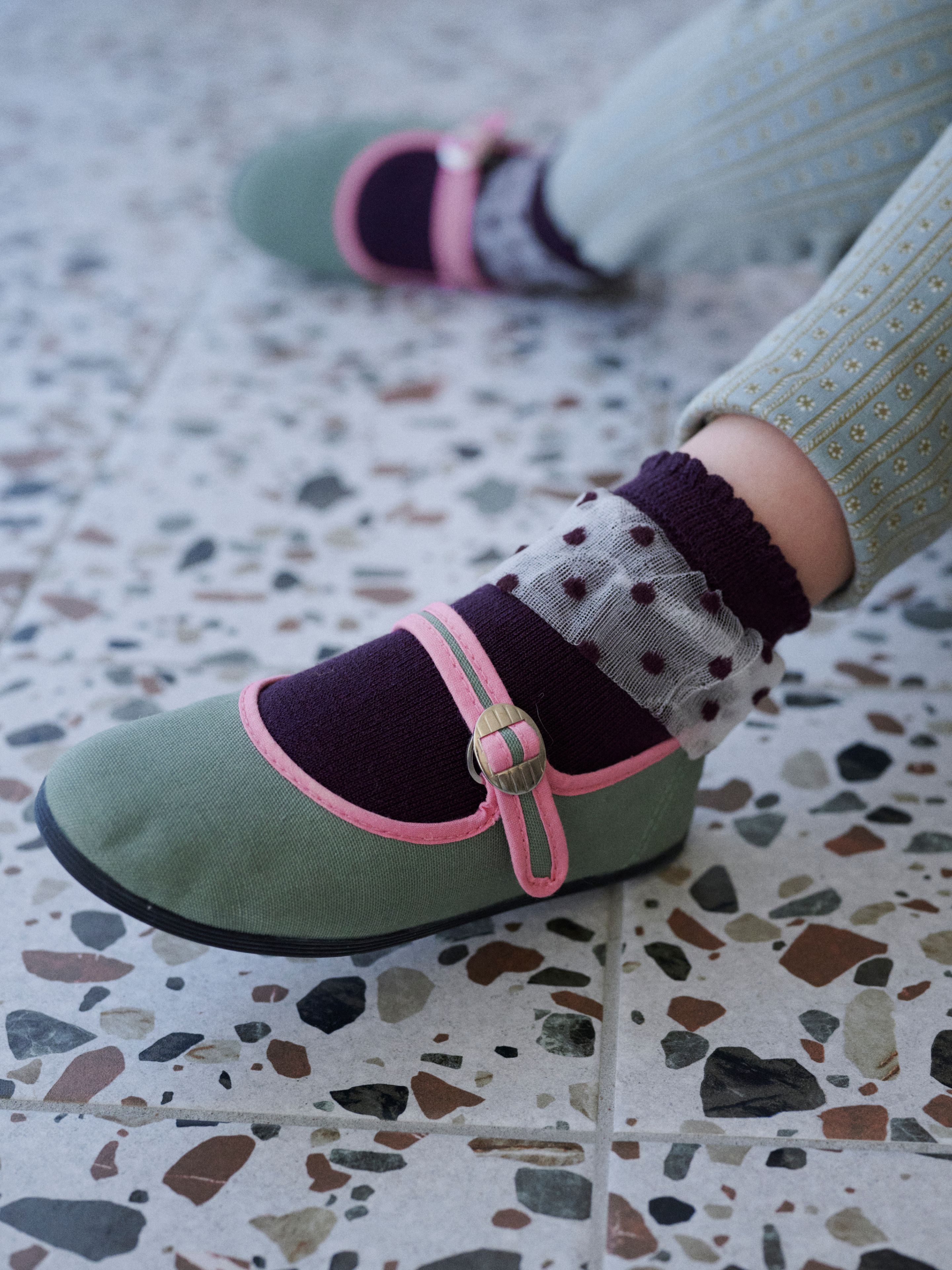 キッズ チュールドット柄ショートソックス / 19-21cm ( 013133383