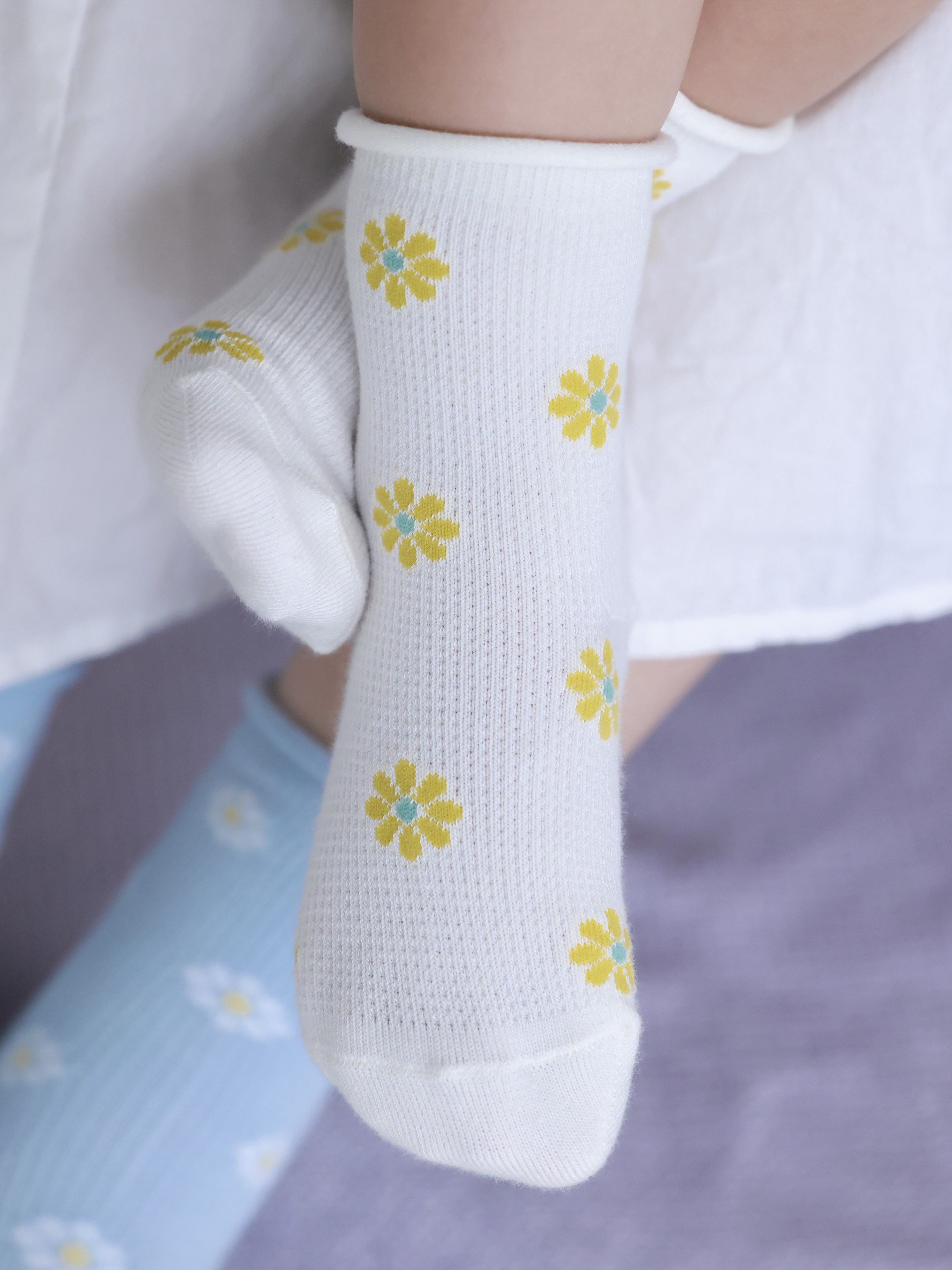 3足1,485円】キッズ くるくるワッフル花柄ショートソックス / 16-18cm