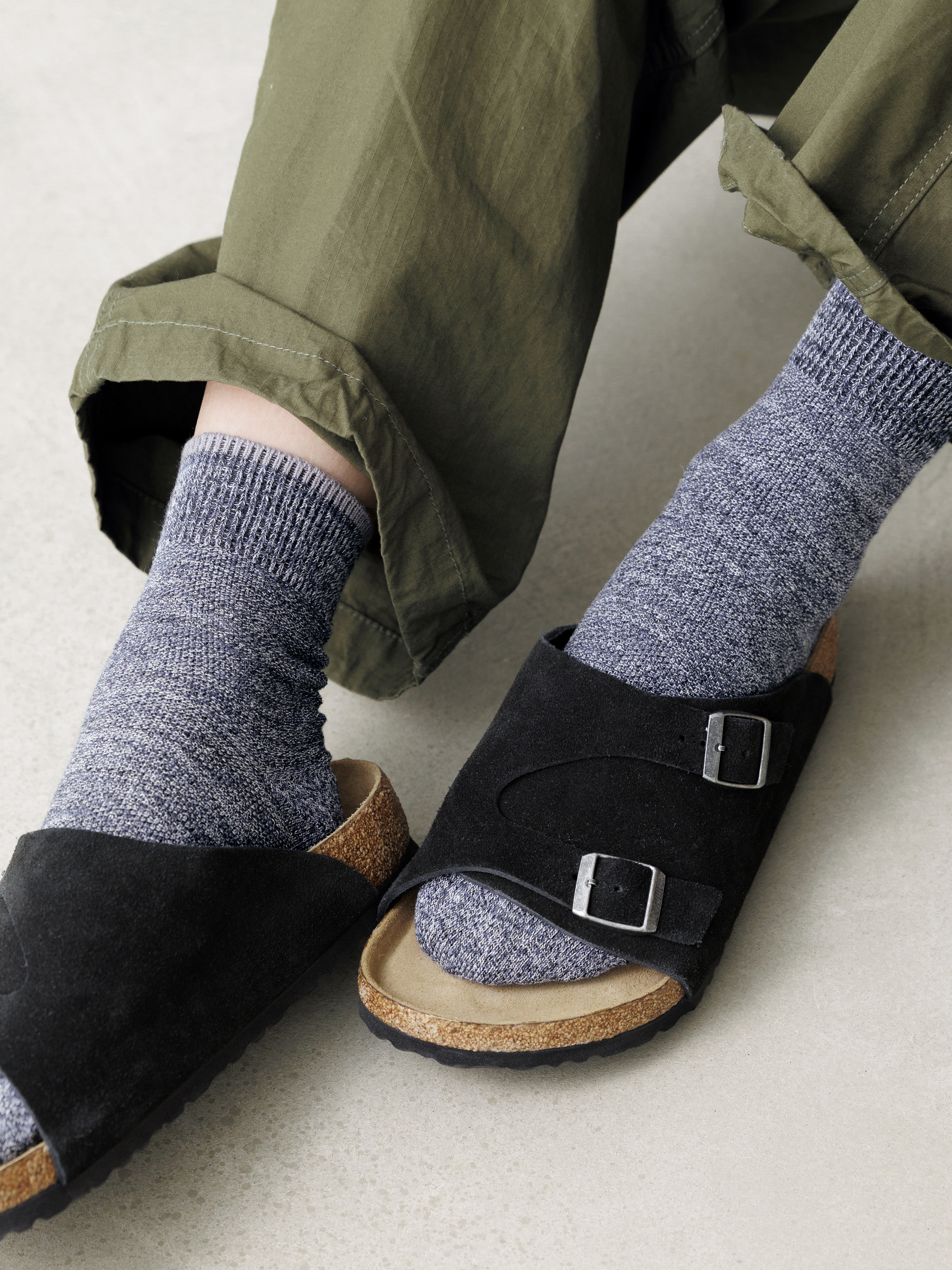 Tabio MEN】TOP切り替え綿麻引き揃え鹿の子ショートソックス