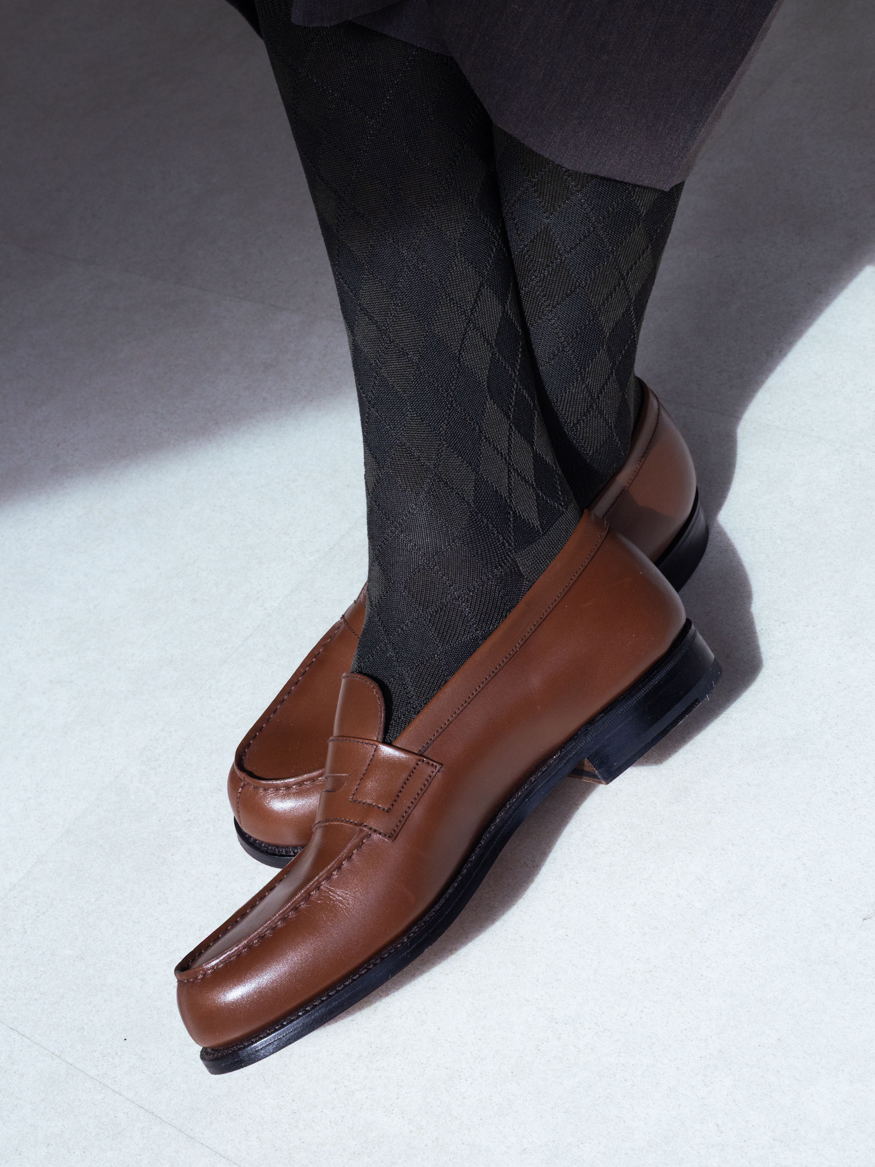 HERMES - HERMES エルメス H総柄 ソックス 靴下 コットン グレー